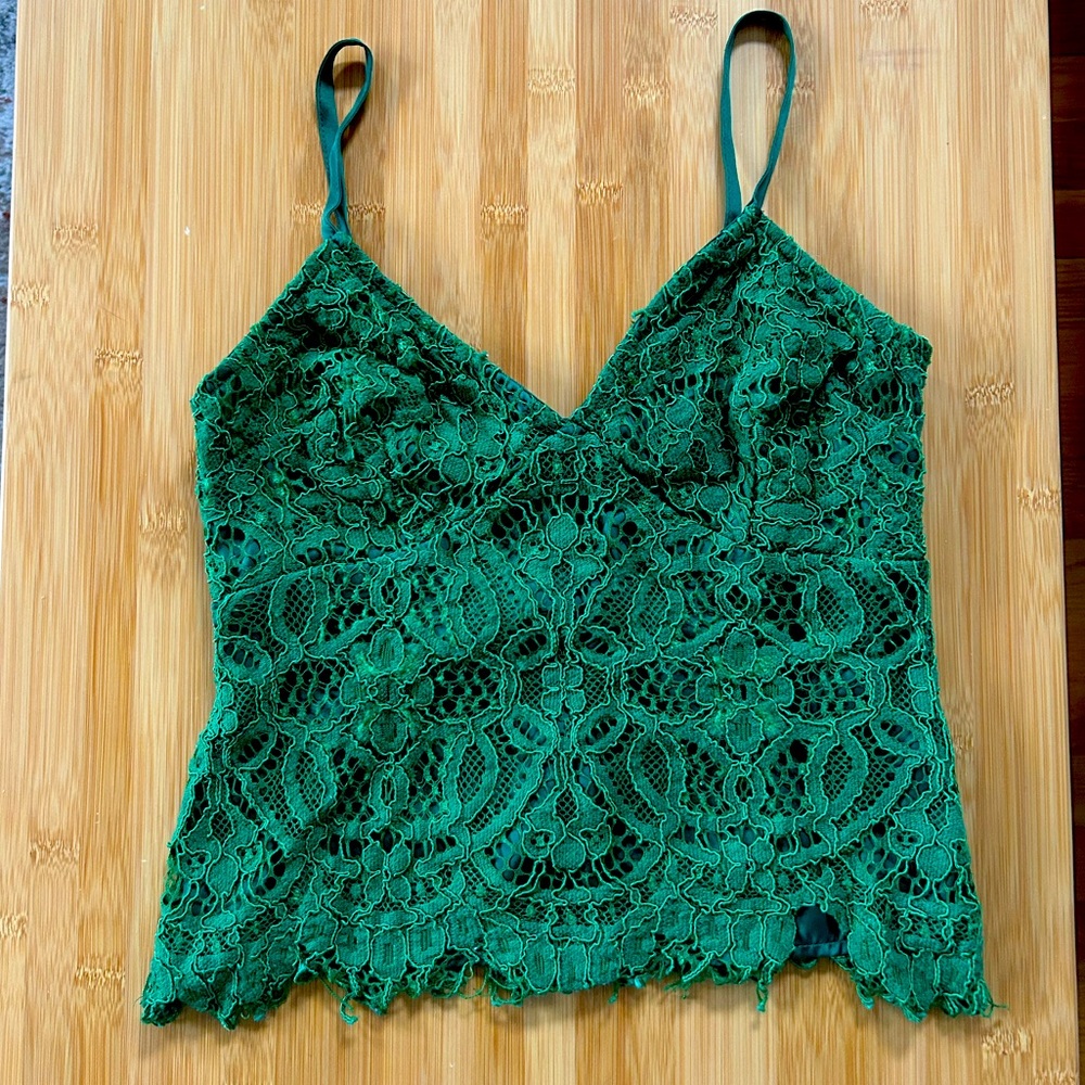 Xhilaration Emerald Green Lace Tank Top size small